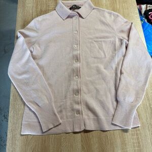 Les Copains Soft Pink 100% Cashmere Collared Button Down Sweater Cardigan